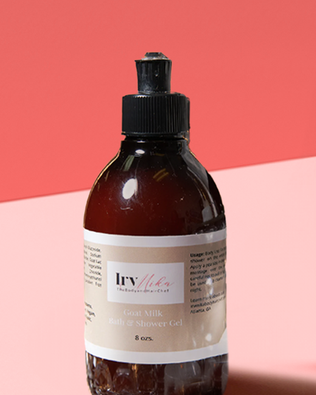 Goat’s Kiss Shower and Bath Gel bottle with moisturizing goat milk formula for sensitive skin