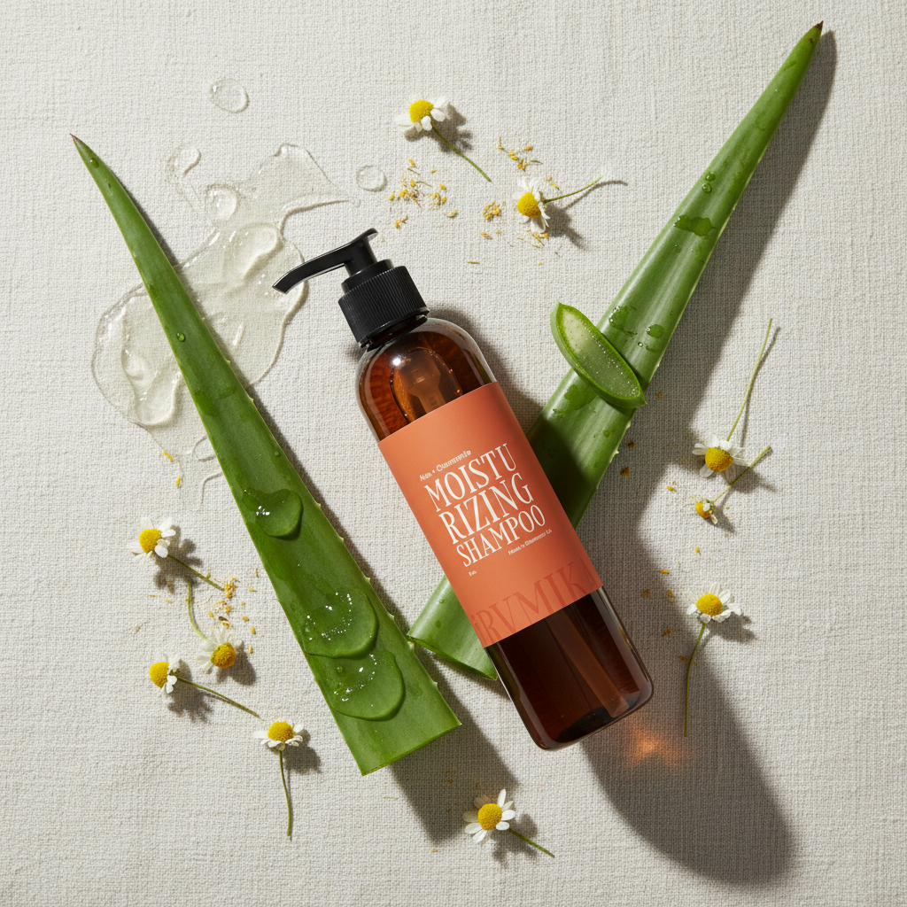 Shampoo Ingredients Flat Lay